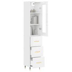 Greatstore Skříň highboard bílá s vysokým leskem 34,5x34x180 cm kompozit