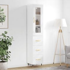 Greatstore Skříň highboard bílá s vysokým leskem 34,5x34x180 cm kompozit