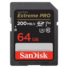 SanDisk Extreme PRO 64GB SDXC Memory Card 200MB/s and 90MB/s, UHS-I, Class 10, U3, V30