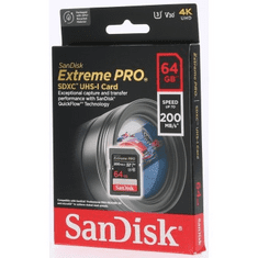 SanDisk Extreme PRO 64GB SDXC Memory Card 200MB/s and 90MB/s, UHS-I, Class 10, U3, V30