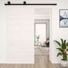 Vidaxl Posuvné dveře bílé 100 x 1,8 x 214 cm masivní borové dřevo