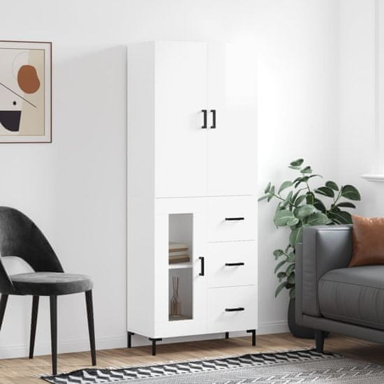 Vidaxl Skříň highboard lesklá bílá 69,5 x 34 x 180 cm kompozitní dřevo