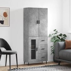 Greatstore Skříň highboard betonově šedá 69,5x34x180 cm kompozitní dřevo