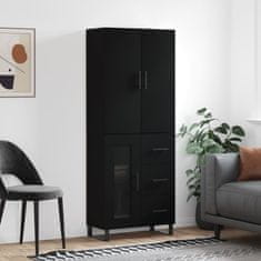 Greatstore Skříň highboard černá 69,5 x 34 x 180 cm kompozitní dřevo