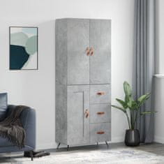 Greatstore Skříň highboard betonově šedá 69,5x34x180 cm kompozitní dřevo