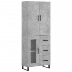 Greatstore Skříň highboard betonově šedá 69,5x34x180 cm kompozitní dřevo