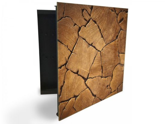 Glasdekor skříňka na klíče - abstrakce poskládané dřevo