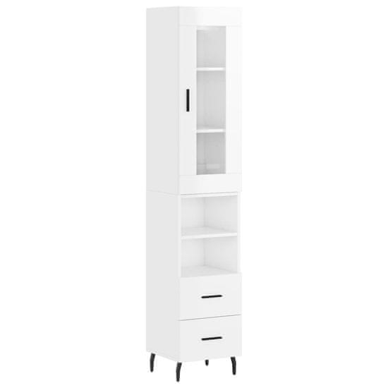 Vidaxl Skříň highboard bílá s vysokým leskem 34,5x34x180 cm kompozit