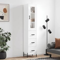 Greatstore Skříň highboard bílá s vysokým leskem 34,5x34x180 cm kompozit