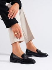 Amiatex Moderní dámské černé polobotky bez podpatku + Ponožky Gatta Calzino Strech, černé, 37