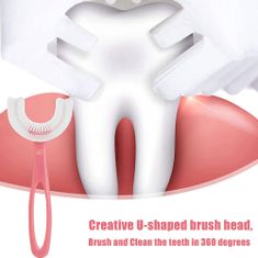 Alum online Zubní kartáček pro děti 6-12let ve tvaru U - růžový