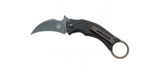 Fox Knives FX-591 Tic BR Black Bird kapesní nůž - karambit 6,5 cm, celočerný, uhlíkové vlákno