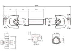 GEKO Kloubová hřídel délka 100-112cm, T-profil GEKO