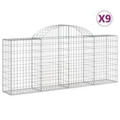 Vidaxl Klenuté gabionové koše 9 ks 200x30x80/100 cm pozinkované železo