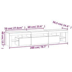 Vidaxl TV skříňka s LED osvětlením bílá 200x36,5x40 cm