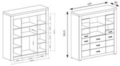 CASARREDO Vitrínová komoda INDIANAPOLIS I-22 jasan tmavý