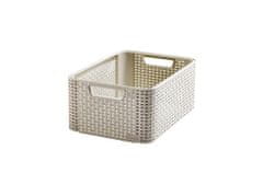 Curver Box úložný RATTAN 39x29x17cm (M), STYLE2, plastový, KRÉM