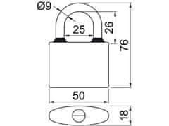 Richter Zámek visací OVAL 52 3kl. na stejný uzávěr