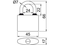 Richter Zámek visací OVAL 45 3kl. na stejný uzávěr