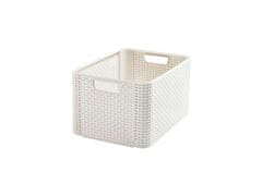 Curver Box úložný RATTAN 43,6x33x23cm (L), STYLE2, plastový, KRÉM