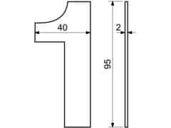 Číslo domovní č.1 95mm nerez ČER