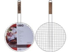 BBQ Mřížka opékací kulatá pr.32cm, dřevěná rukojeť