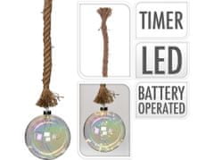 STREFA Osvětlení KOULE LED pr.15cm skl.PERL.,na laně 95cm s časovačem