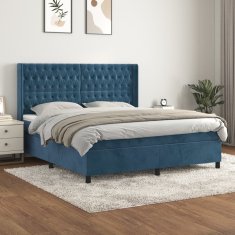 Greatstore Box spring postel s matrací tmavě modrá 180x200 cm samet