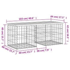 Vidaxl Zahradní lavice gabionový design 103 x 44 x 42 cm borové dřevo