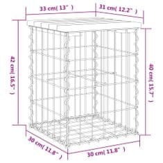 Vidaxl Zahradní lavice gabionový design 33x31x42 cm masivní borovice