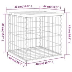 Vidaxl Zahradní lavice gabionový design 43x44x42 cm masivní borovice