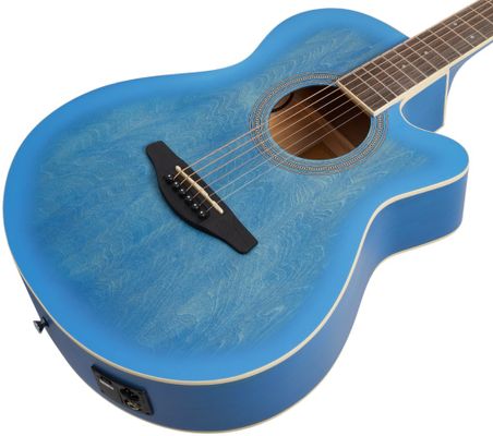  krásna akustická gitara soundsation HW-CE BL jumbo mini veľké rezonantné telo zo smrekového dreva štandardná menzura rozeta pozičné bodky western štýl 