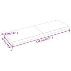 Vidaxl Stolní deska 120x40x(2-4) cm neošetřený masivní dubové dřevo