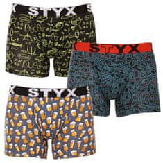 Styx 3PACK pánské boxerky long art sportovní guma vícebarevné (3U12672) - velikost XL