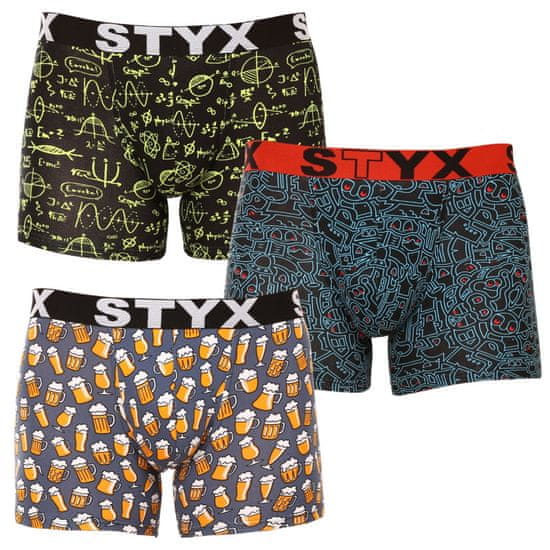 Styx 3PACK pánské boxerky long art sportovní guma vícebarevné (3U12672)