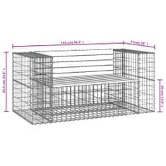 Vidaxl Zahradní lavice gabionový design 143x71x65,5cm masivní borovice