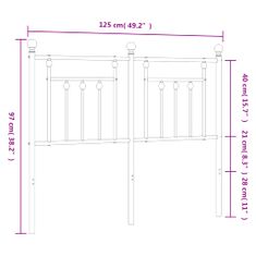 Vidaxl Kovové čelo postele černé 120 cm