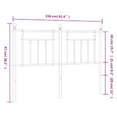 Vidaxl Kovové čelo postele bílé 150 cm