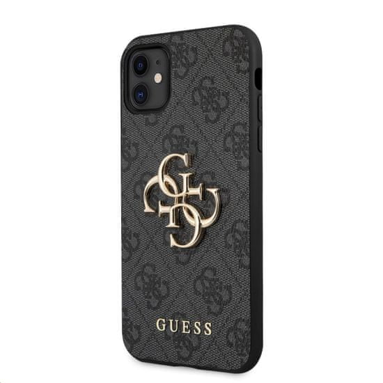 Guess  PU 4G Metal Logo Zadní Kryt pro iPhone 11 Grey