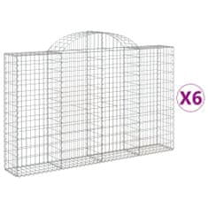 Vidaxl Klenuté gabionové koše 6 ks 200x30x120/140cm pozinkované železo