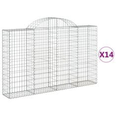 Vidaxl Klenuté gabionové koše 14ks 200x30x120/140cm pozinkované železo