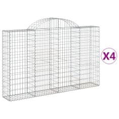 Vidaxl Klenuté gabionové koše 4 ks 200x30x120/140cm pozinkované železo