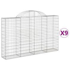 Vidaxl Klenuté gabionové koše 9 ks 200x30x120/140cm pozinkované železo