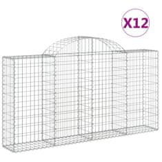 Vidaxl Klenuté gabionové koše 12ks 200x30x100/120cm pozinkované železo