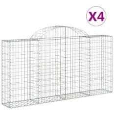 Vidaxl Klenuté gabionové koše 4 ks 200x30x100/120cm pozinkované železo