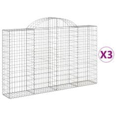 Vidaxl Klenuté gabionové koše 3 ks 200x30x120/140cm pozinkované železo