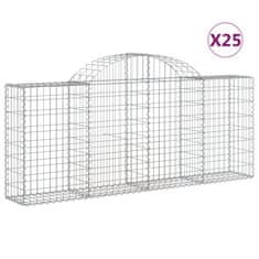 Vidaxl Klenuté gabionové koše 25ks 200x30x80/100 cm pozinkované železo