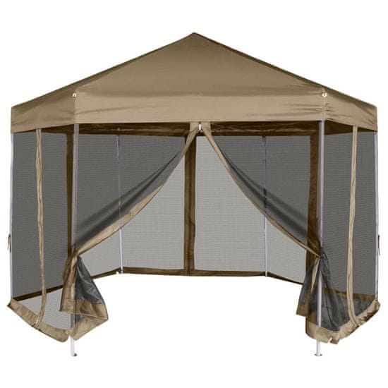 Vidaxl Šestihranný pop-up stan s bočnicemi 3,6 x 3,1 m taupe 220 g/m²