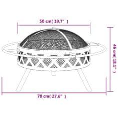 Vidaxl Ohniště s pohrabáčem 70 cm XXL ocel