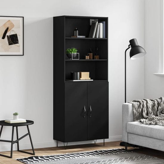 Vidaxl Skříň highboard černá 69,5 x 34 x 180 cm kompozitní dřevo